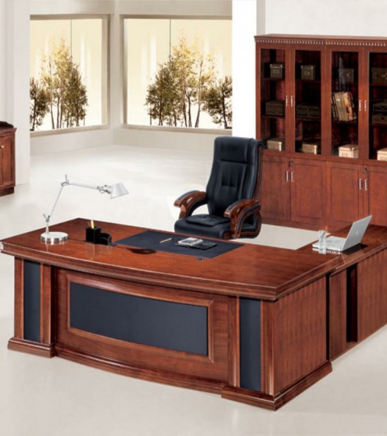 Manager Desk with Side Cabinet + Back Cabinet + Tea Table - 220 cm