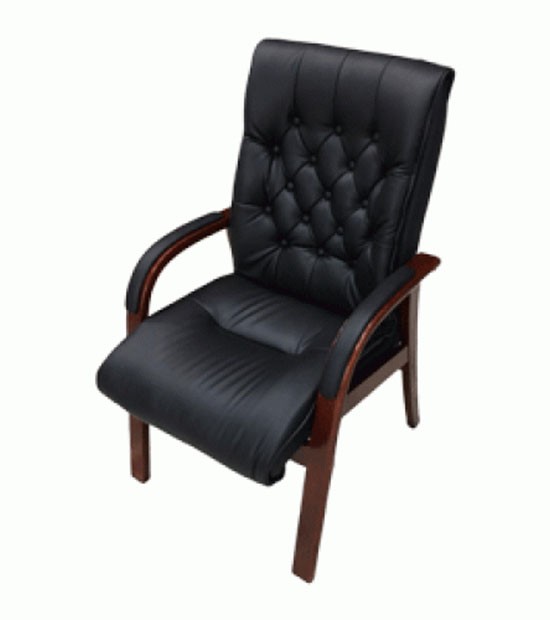 Wrinkled leather chair - visitor - fixed - middle back