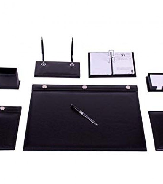 Desk set - Leather - 7 pcs - Black - A1